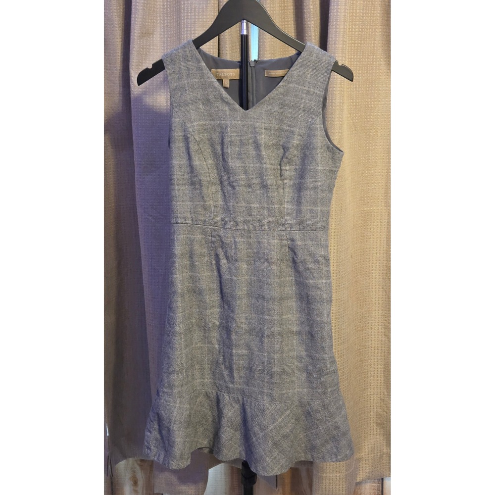 Talbots Ruffled Hem Sleeveless Dress Women's Size 6P Gray